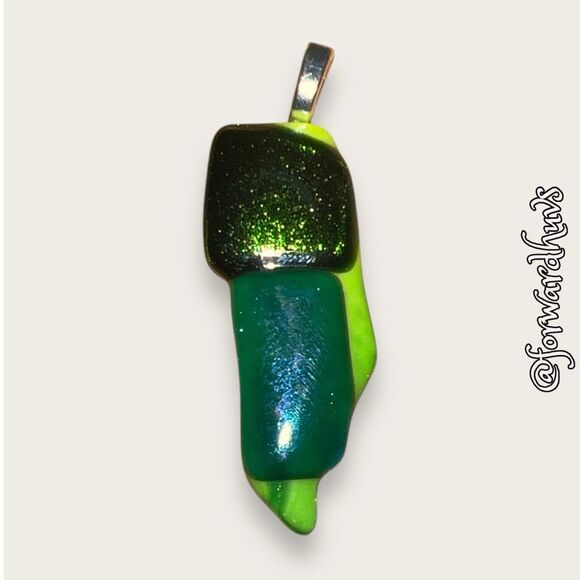 Art Glass Multi-Colored Pendant Silver Tone - Picture 8 of 9